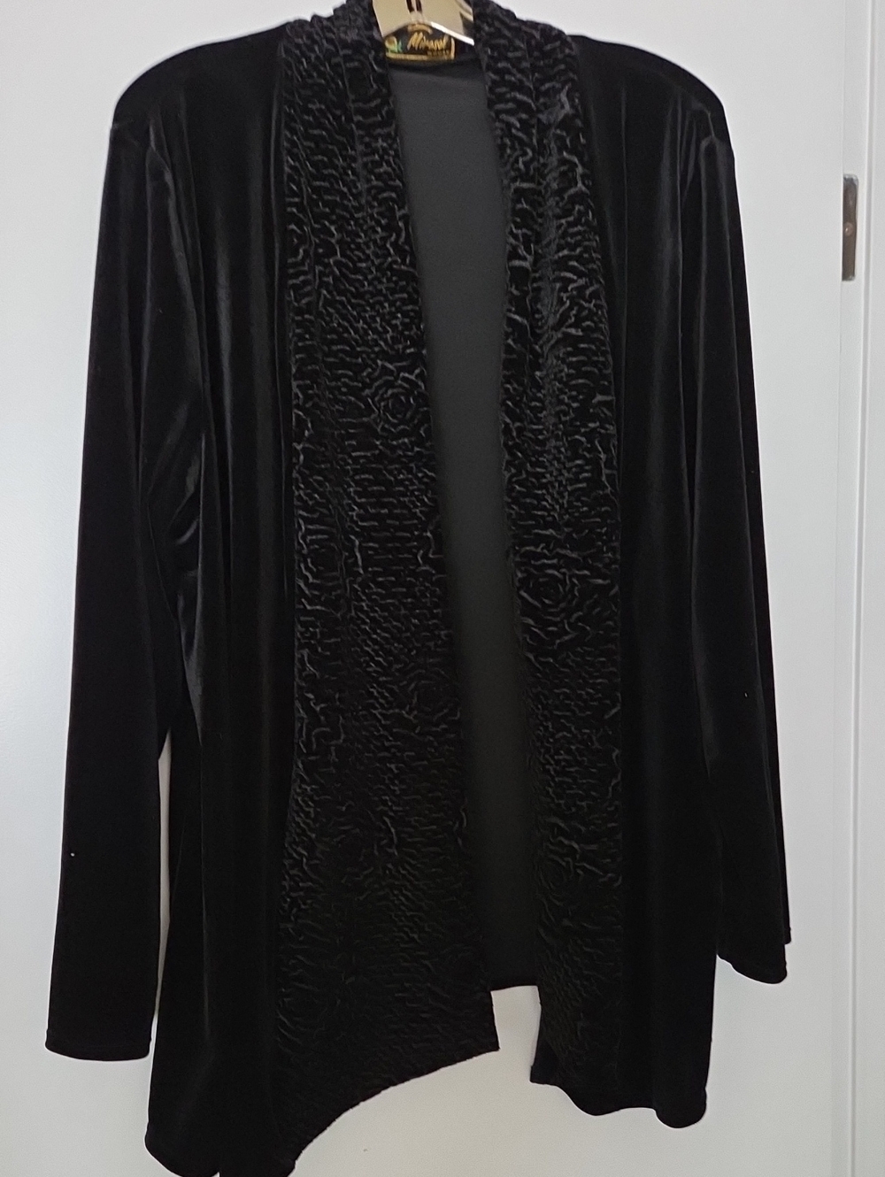Black Velvet Open Front Cardigan